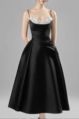 Alessa Fit and Flare Strap Taffeta Midi Dress