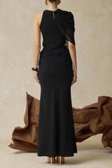 Off-Shoulder Two-Piece Skirt in Black
