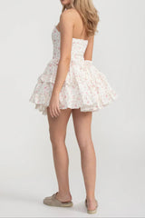 Ruffle Printed Mini Dress in Pink