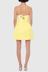 Floral Bustier Mini Dress in Yellow