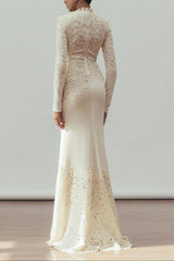 White Long Sleeve Embroidered Maxi Dress