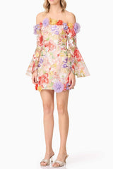 Off Shoulder Mini Dress in Floral
