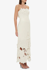 Sequin Bustier Maxi Dress in White