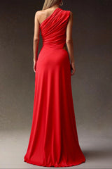 High Hollowed-out Maxi Dress in Red