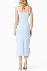 3D Flower Midi Dress in Blue