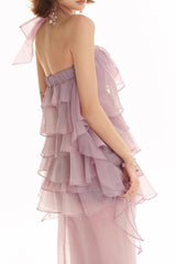 Backless Multi-Ruffle Maxi Dress in Lilac