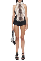 Halter Backless Furry Top