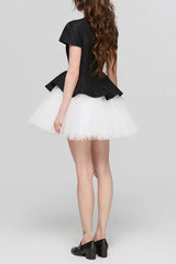 Ruffle Hem Puffy Mini Dress