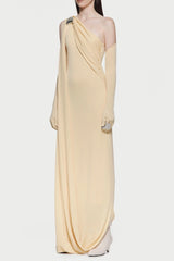 One-Shoulder Backless Maxi Dress in Yellow