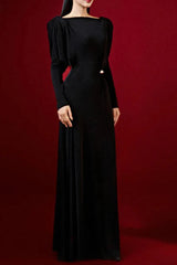 Knitted Fabric Maxi Dress in black