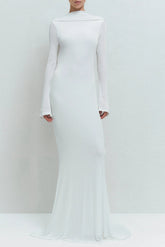 Backless Jersey Maxi Dress in White