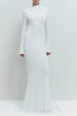 Backless Jersey Maxi Dress in White