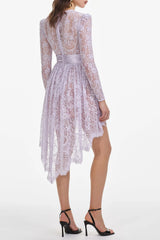 Long Sleeve Lace Satin Mini Dress