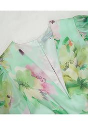 V Neck Floral Print Maxi Dress in Green