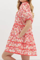 Floral Print Collared Mini Dress