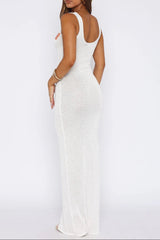 Blossom Sequin Knit Maxi Dress In White