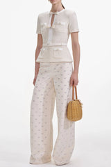 Cream Sequin Knit Top