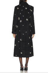 Crystal Embellished Coat in Black