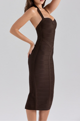 Halter Bodycon Midi Bandage Dress