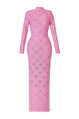 Pink Straight Cut Diamond Maxi Dress