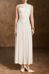 A-line Neck Spandex Ankle Length Dress