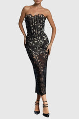 Flower Embroidered Midi Dress