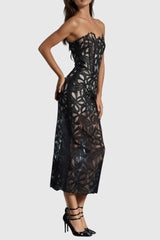 Flower Embroidered Midi Dress