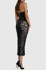 Flower Embroidered Midi Dress