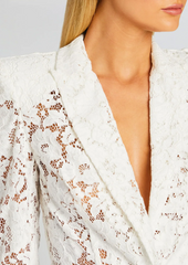 V-Neck Lace Blazer Set in White
