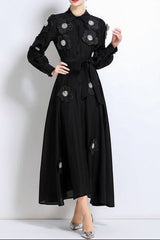 Floral Shirt Midi Dress in Black