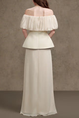 Straight Plain Foam Silk Maxi Dress in White