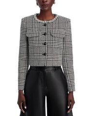Houndstooth Crystal Trim Jacket - Black/White
