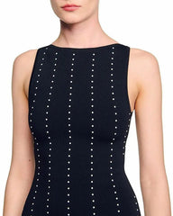Fringed Knit Maxi Dress in Black