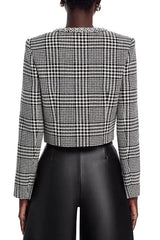 Houndstooth Crystal Trim Jacket - Black/White