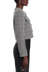 Houndstooth Crystal Trim Jacket - Black/White