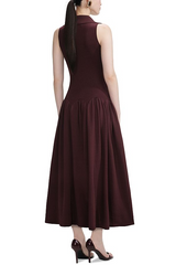 Ribbed Midi Dress in Brick Red