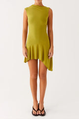 Mesh Bodycon Mini Dress in Lime