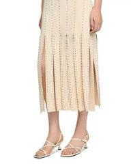 Fringed Knit Maxi Dress in Ecru