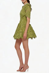 Green Hollow Mini Dress