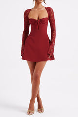Lace Mini Dress - Red