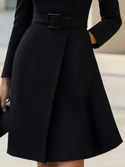 Black High-Neck A-Line Dress