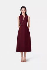 Collar Blazer Midi Dress in Red