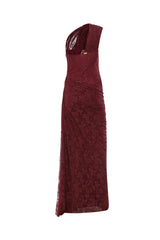 one-shoulder Lace Maxi Dress In Burgundy