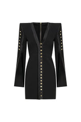 Buttoned Split Sleeve Mini Dress