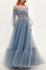 Ocean Sheer Sleeves Maxi Dress