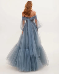 Ocean Sheer Sleeves Maxi Dress