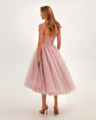 Rose Puffy Midi Dress