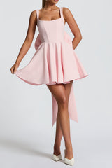 Back Embellished Mini Dress in Blush