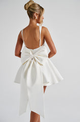 Back Embellished Mini Dress in Ivory