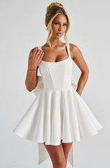 Back Embellished Mini Dress in Ivory